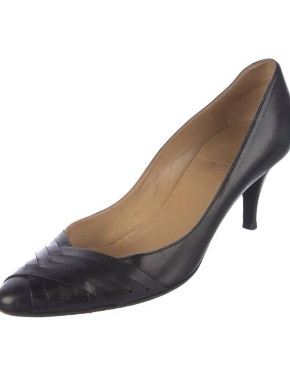 Hermes Authentic Vintage Solid Black Leather Pumps Heels 6 Italy - Picture 2 of 8